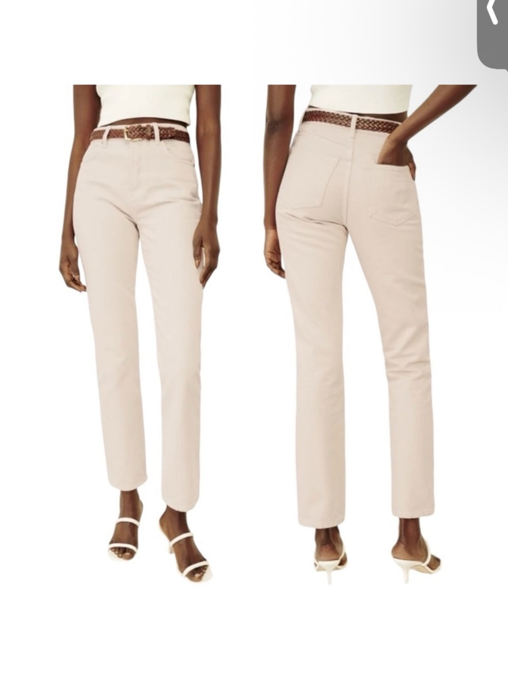 REFORMATION Cynthia High Rise Straight Long Jeans in Almond